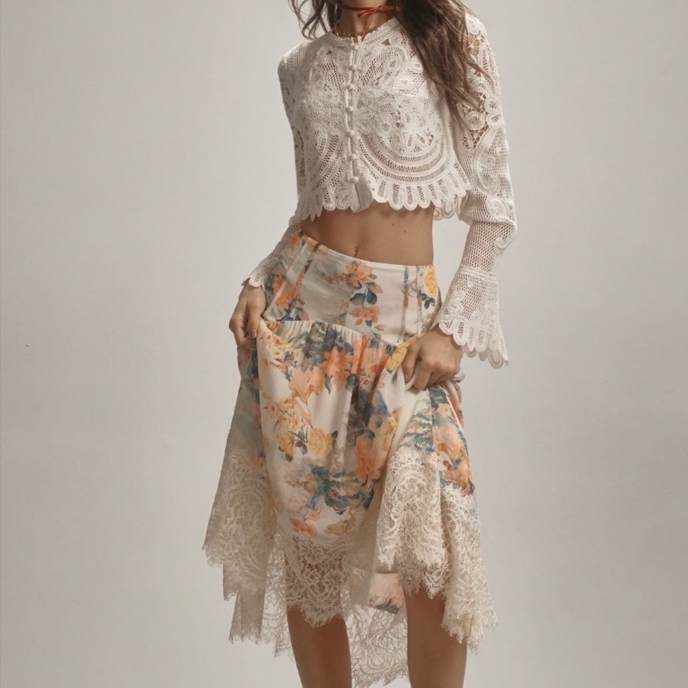 Anthropologie Asymmetrical Lace Skirt - Picture 2 of 9